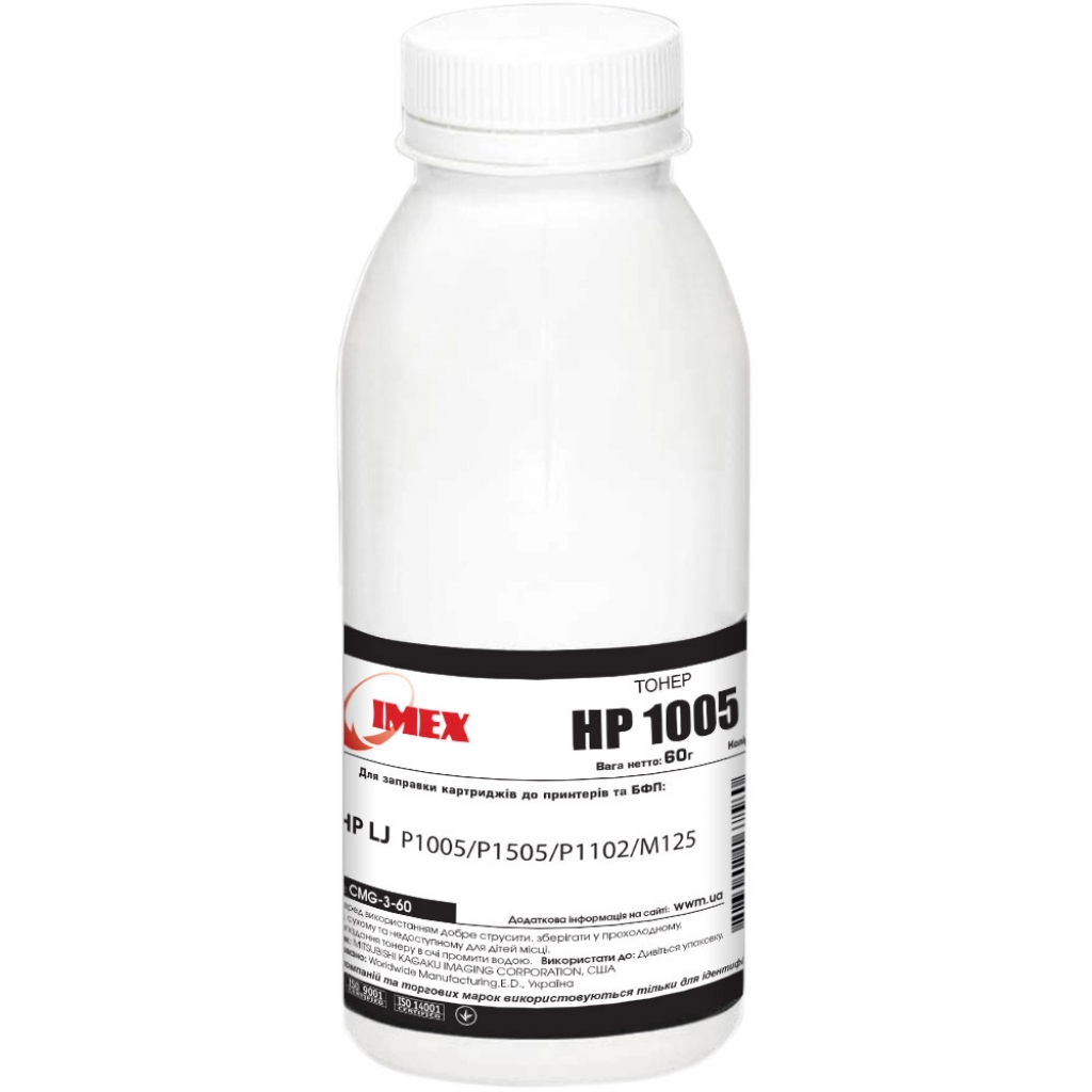 Тонер Imex HP LJ P1005/P1505/P1102/M125, 60г Black (CMG-3-60) - изображение 1