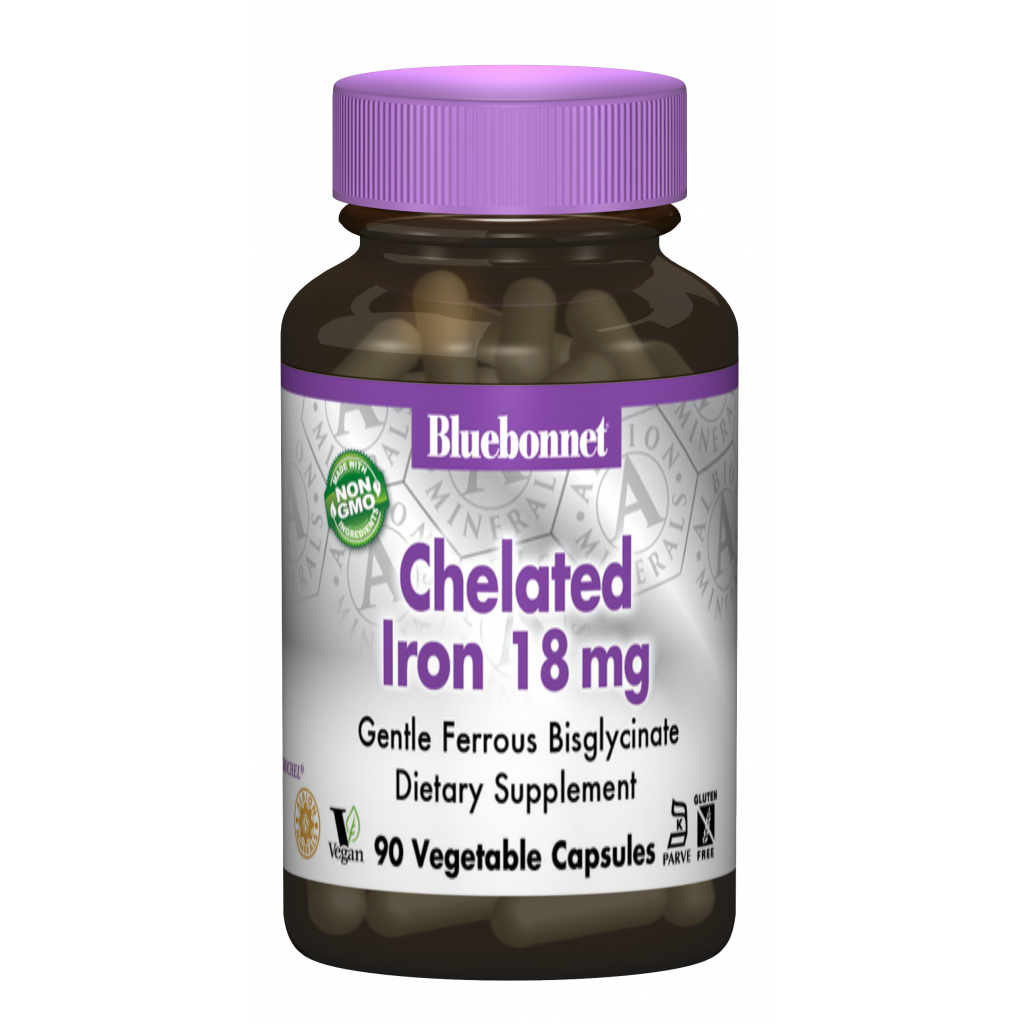 Мінерали Bluebonnet Nutrition Хелатний Залізо 18мг, Albion, 90 гелевих капсул (BLB-00726) - зображення 1
