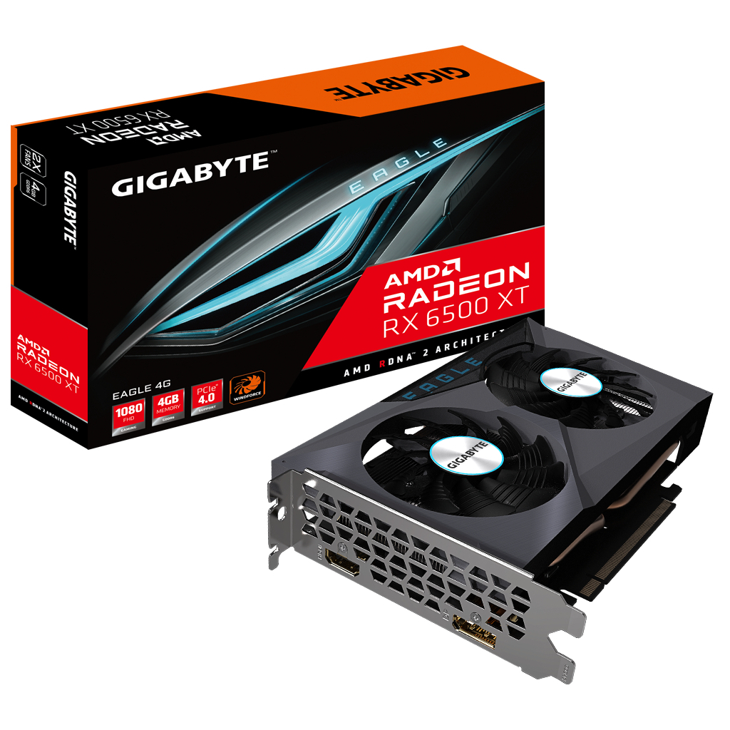 Відеокарта GIGABYTE Radeon RX 6500 XT 4Gb EAGLE (GV-R65XTEAGLE-4GD) - зображення 1