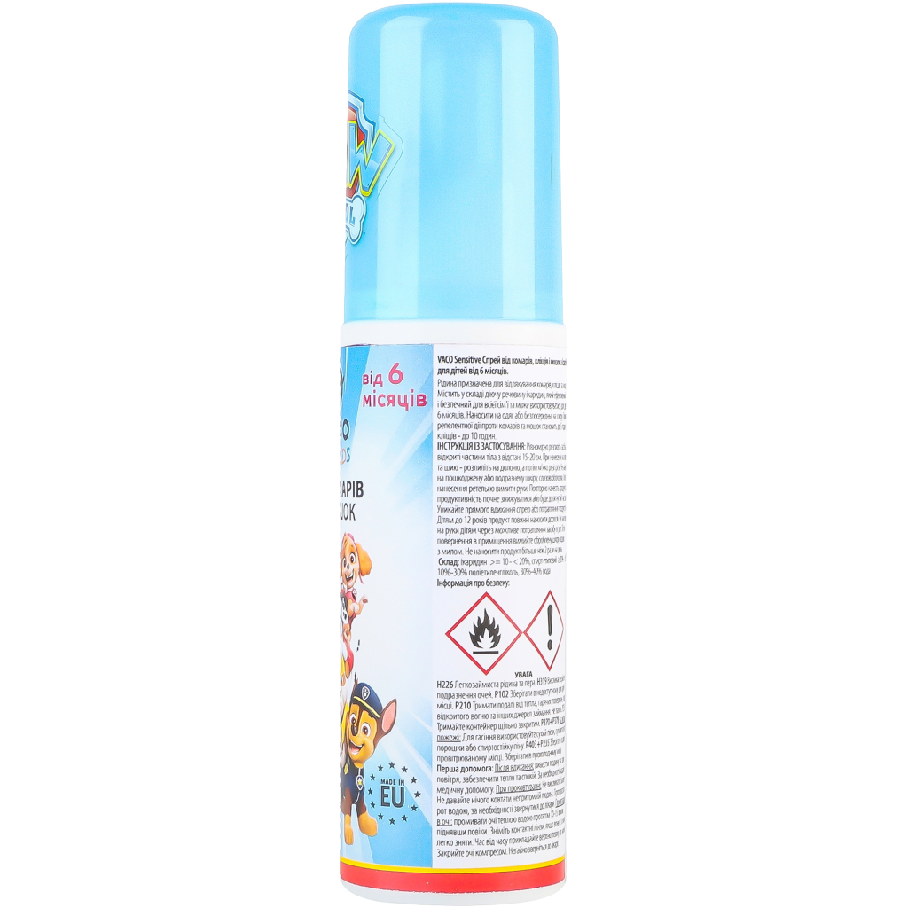 Спрей від комах Vaco Paw Patrol Sensitive Від комарів, кліщів і мошок з Icaridin 10% Для дітей від 6 місяців 80 мл (5901821953641) - зображення 4