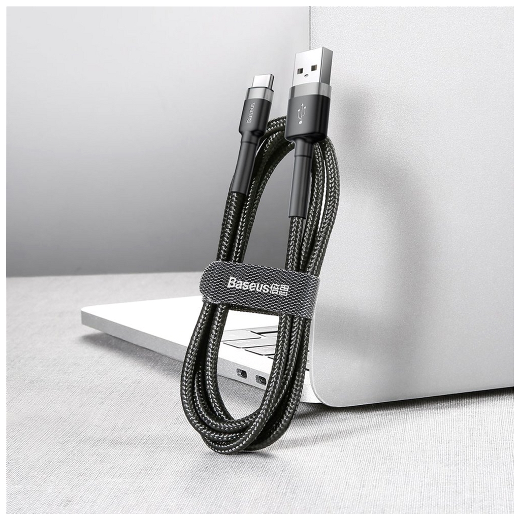 Дата кабель USB 2.0 AM to USB-C 3.0m 2A Gray-Black Baseus (CATKLF-UG1) - зображення 2