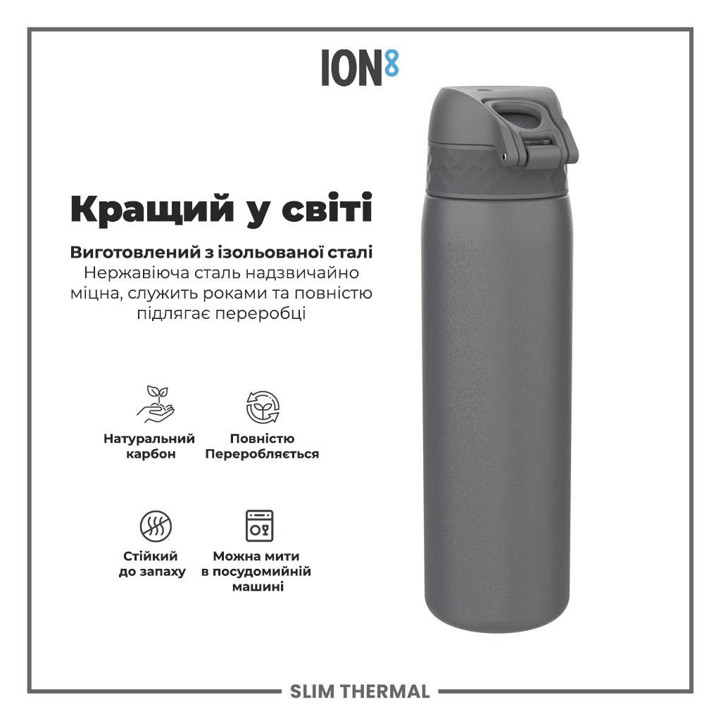 Пляшка для води ION8 OneTouch Vacuum Insulated 500 мл Grey (I8TS500GRY) - зображення 6