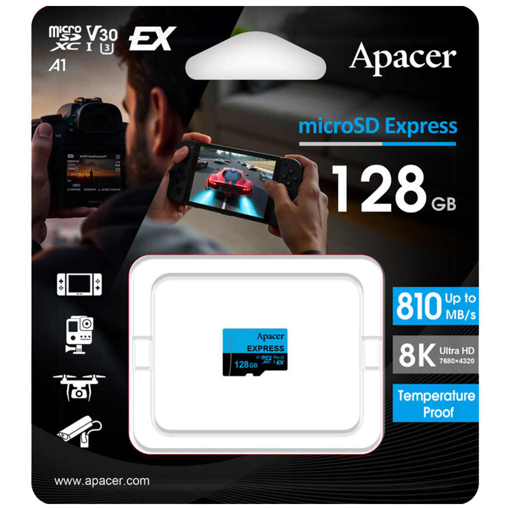 Карта пам'яті Apacer 128GB microSDXC class 10 UHS-I U3 V30 A1 Express (AP128GMCEXG3X17-RA) - зображення 2