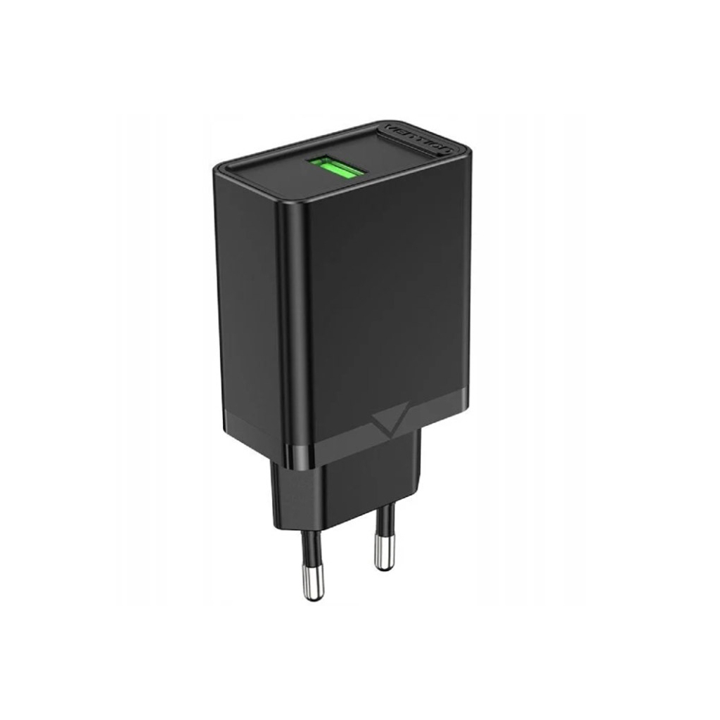 Зарядний пристрій Vention 1xUSB 18W (USB-A) QC3.0 black (FABB0-EU) - зображення 2