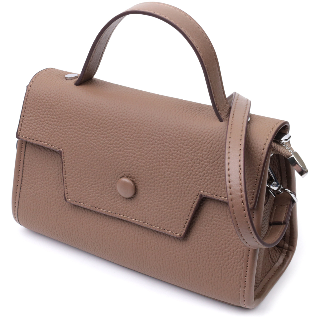 Сумка Vintage Жіноча з геометричним клапаном із натуральної шкіри Коричнева (22630) - зображення 1