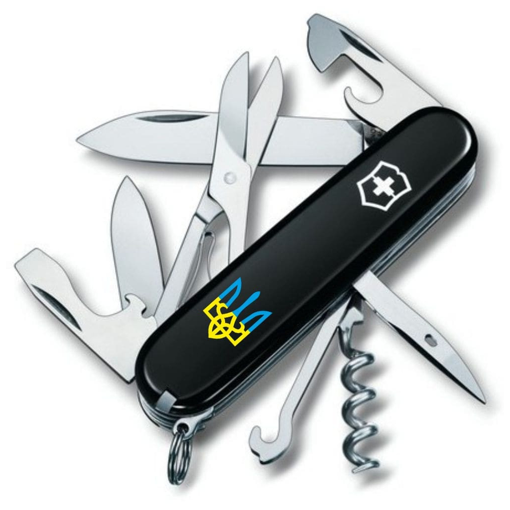 Ніж Victorinox Climber Ukraine Black "Тризуб Жовто-Блакитний" (1.3703.3_T0016u) - зображення 1