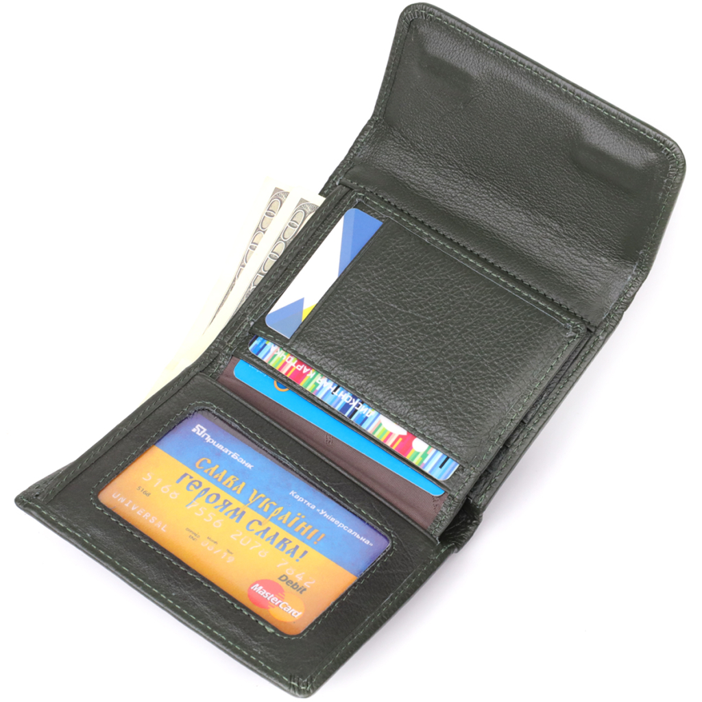 Гаманець ST Leather З натуральної шкіри Зелений (23074) - зображення 6