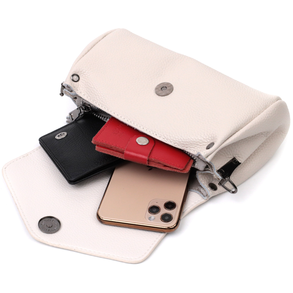 Сумка Vintage Шкіряна жіноча з трикутним клапаном Біла (22255) - зображення 6