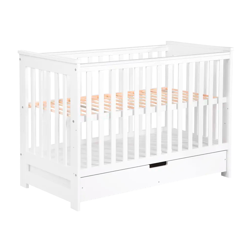 Ліжечко Klups Iwo з шухлядою та перегородкою 120 х 60 см Біле (IWO3) - зображення 1