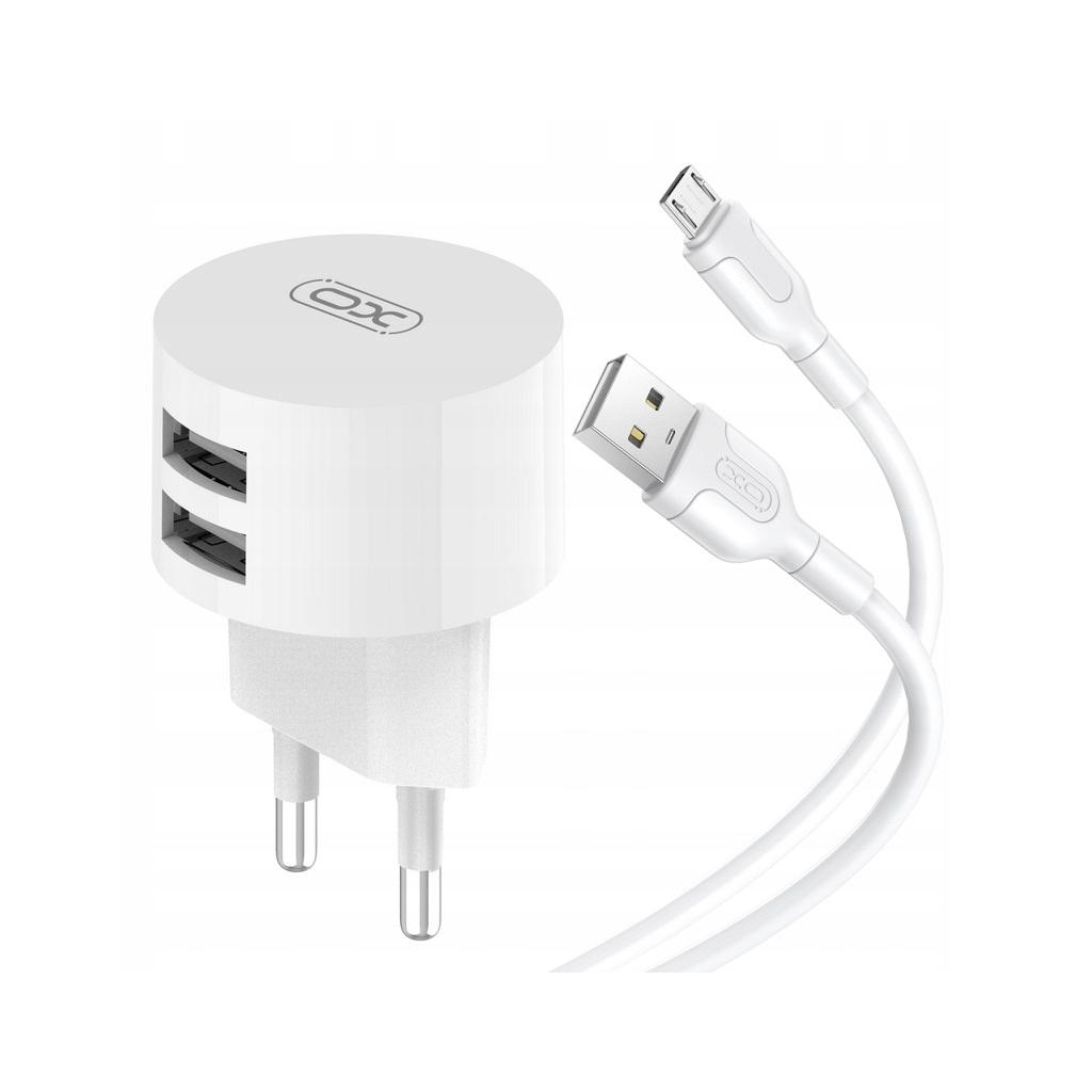 Зарядний пристрій XO 2xUSB 2.4A + cable USB to Micro 5P white (L62-M-WH) - зображення 1