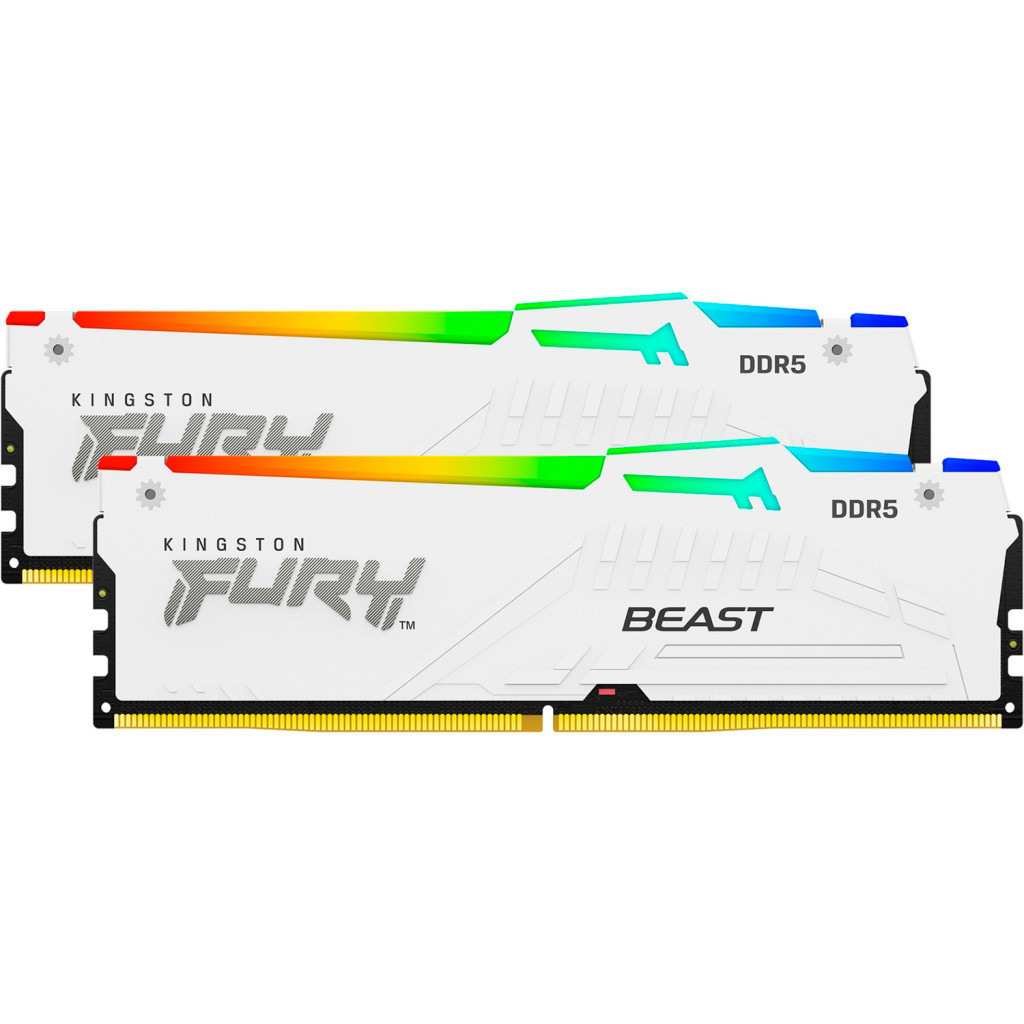 Модуль пам'яті для комп'ютера DDR5 64GB (2x32GB) 5200 MHz FURY Beast White RGB Kingston Fury (ex.HyperX) (KF552C40BWAK2-64) - зображення 3