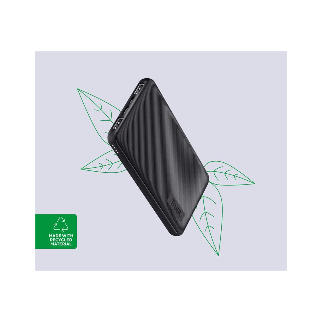 Батарея універсальна Trust 10000mAh Primo ECO, 2хUSB-A/USB-C, 15W, black (24678_TRUST) - зображення 2