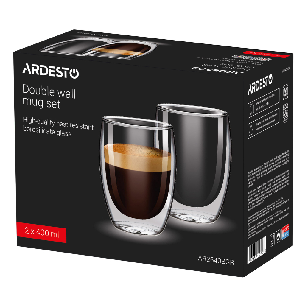 Набір склянок Ardesto з подвійними стінками BGR 400 мл 2 шт прозорий (AR2640BGR) - зображення 2