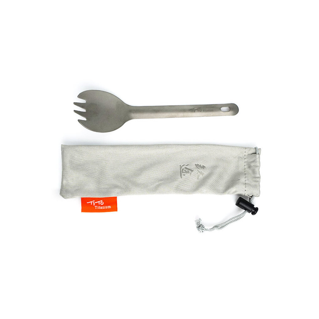Ложка-виделка туристична TiTo Titanium Type B з мішечком (SPKB-GRKit) - зображення 1