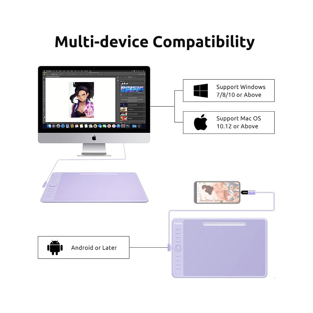 Графічний планшет Parblo Intangbo M Violet (INTANGBOMP) - зображення 2
