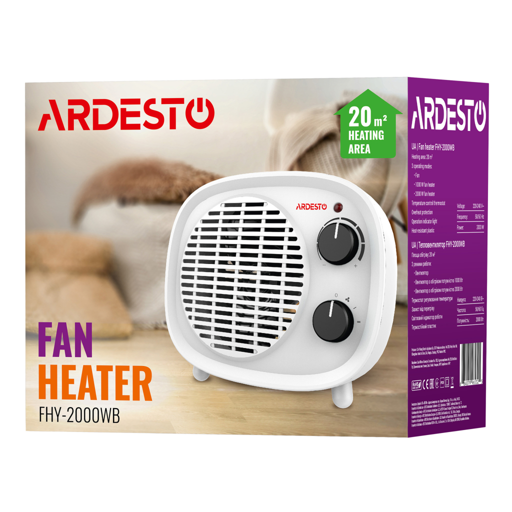 Обігрівач Ardesto FHY-2000WB - зображення 6