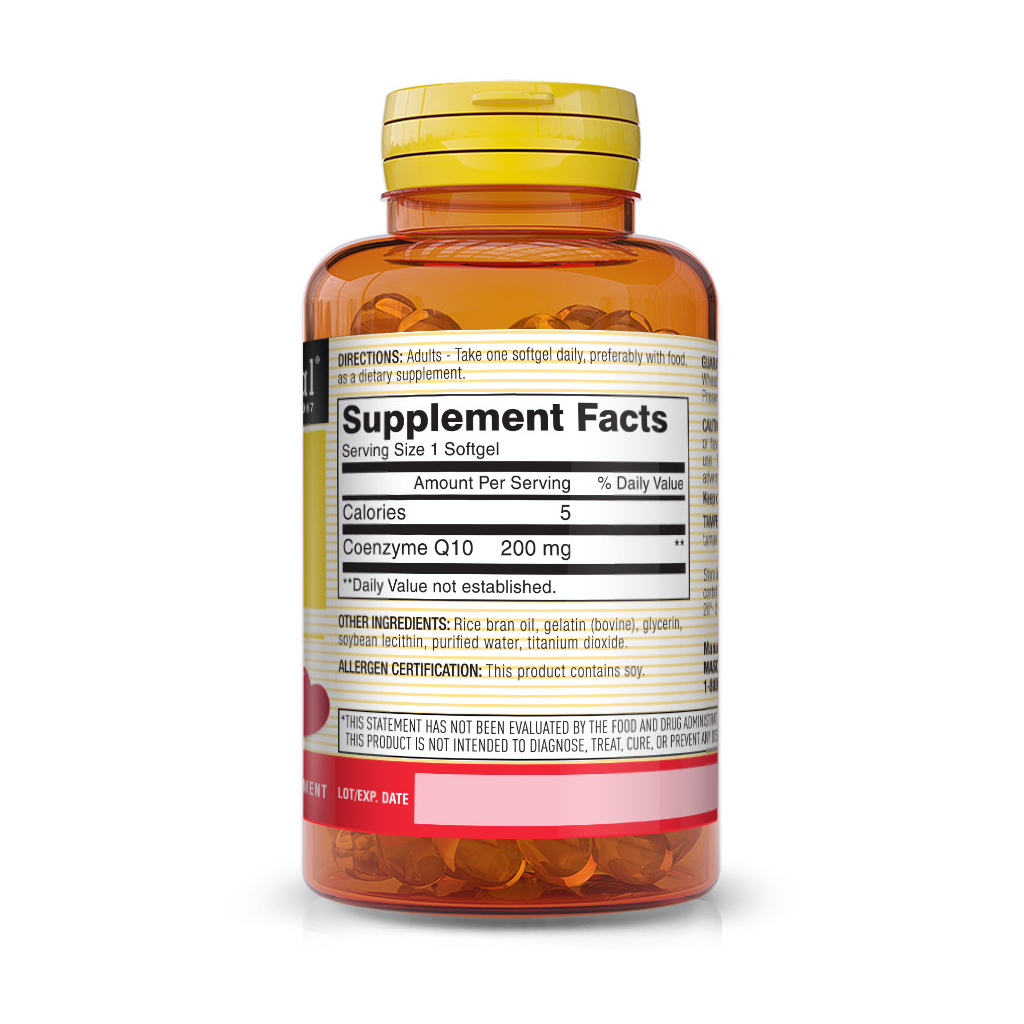 Вітамінно-мінеральний комплекс Mason Natural Коензим Q10 200 мг, Co Q10, 30 гелевих капсул (MAV14628) - зображення 2