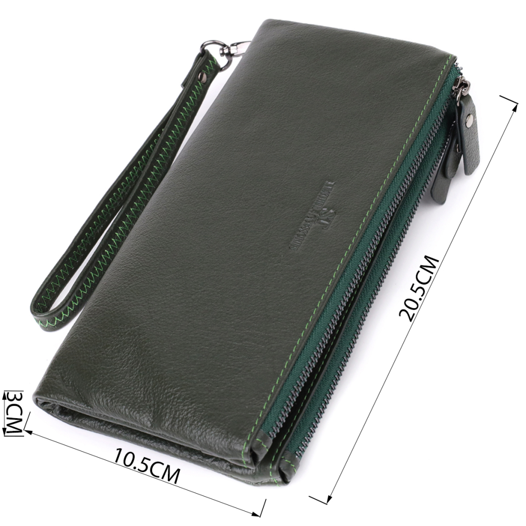 Гаманець ST Leather Шкіряний на три відділення Зелений (23110) - зображення 3