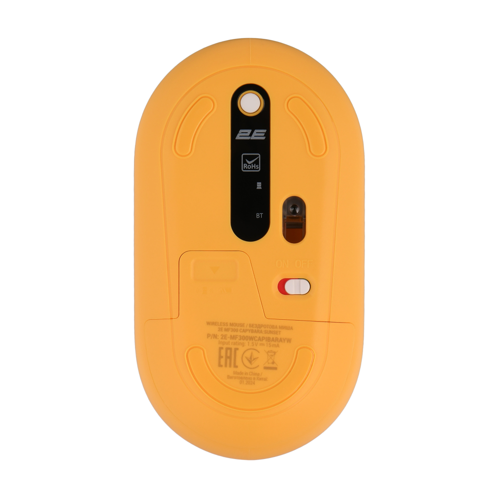 Мишка 2E MF300 CAPYBARASUNSET Silent Wireless/Bluetooth Yellow (2E-MF300WCAPIBARAYW) - зображення 2