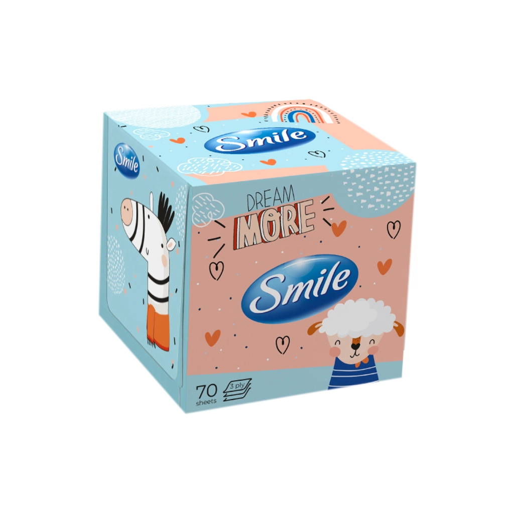 Серветки косметичні Smile 3 шари 70 листів Дизайн коробки в асортименті (4823071661996) - изображение 1
