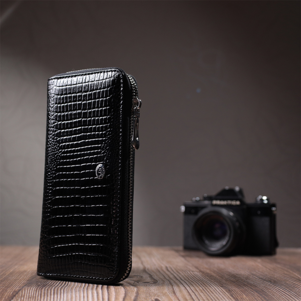 Гаманець ST Leather З натуральної шкіри Чорний (22678) - зображення 9