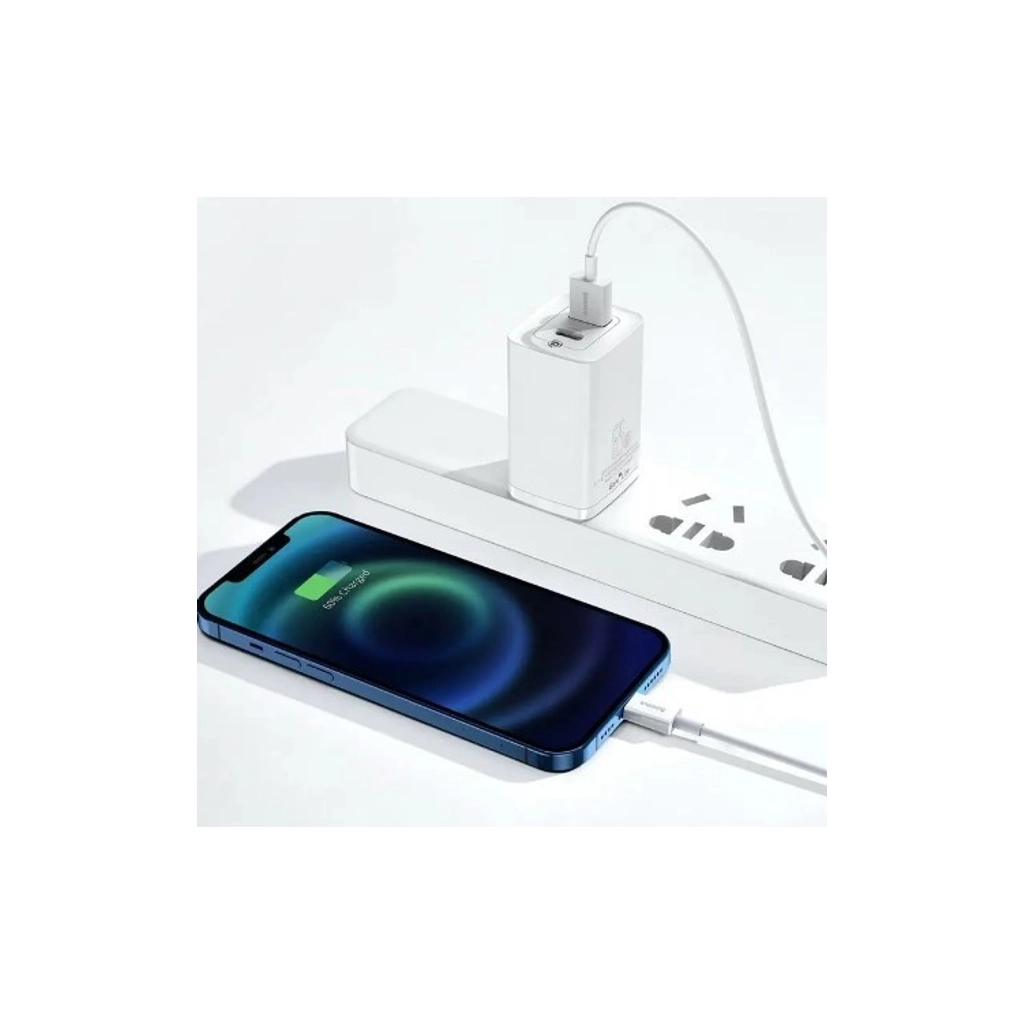 Дата кабель USB 2.0 AM to Lightning 0.25m Superior Fast Charging 2.4A white Baseus (CALYS-02) - зображення 3