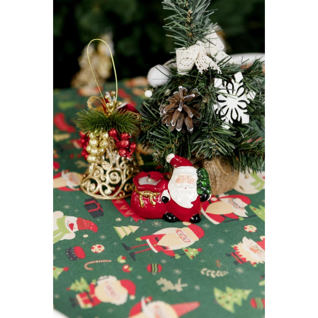 Скатертина Прованс святкова Санта на зеленому 180х140 см (035787) - зображення 5