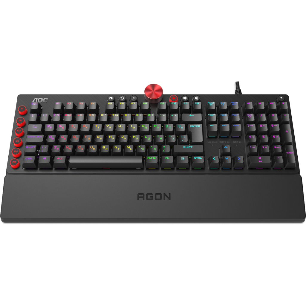 Клавіатура AOC AGK700 RGB Cherry MX Red USB Black (AGK700DR2R) - зображення 3