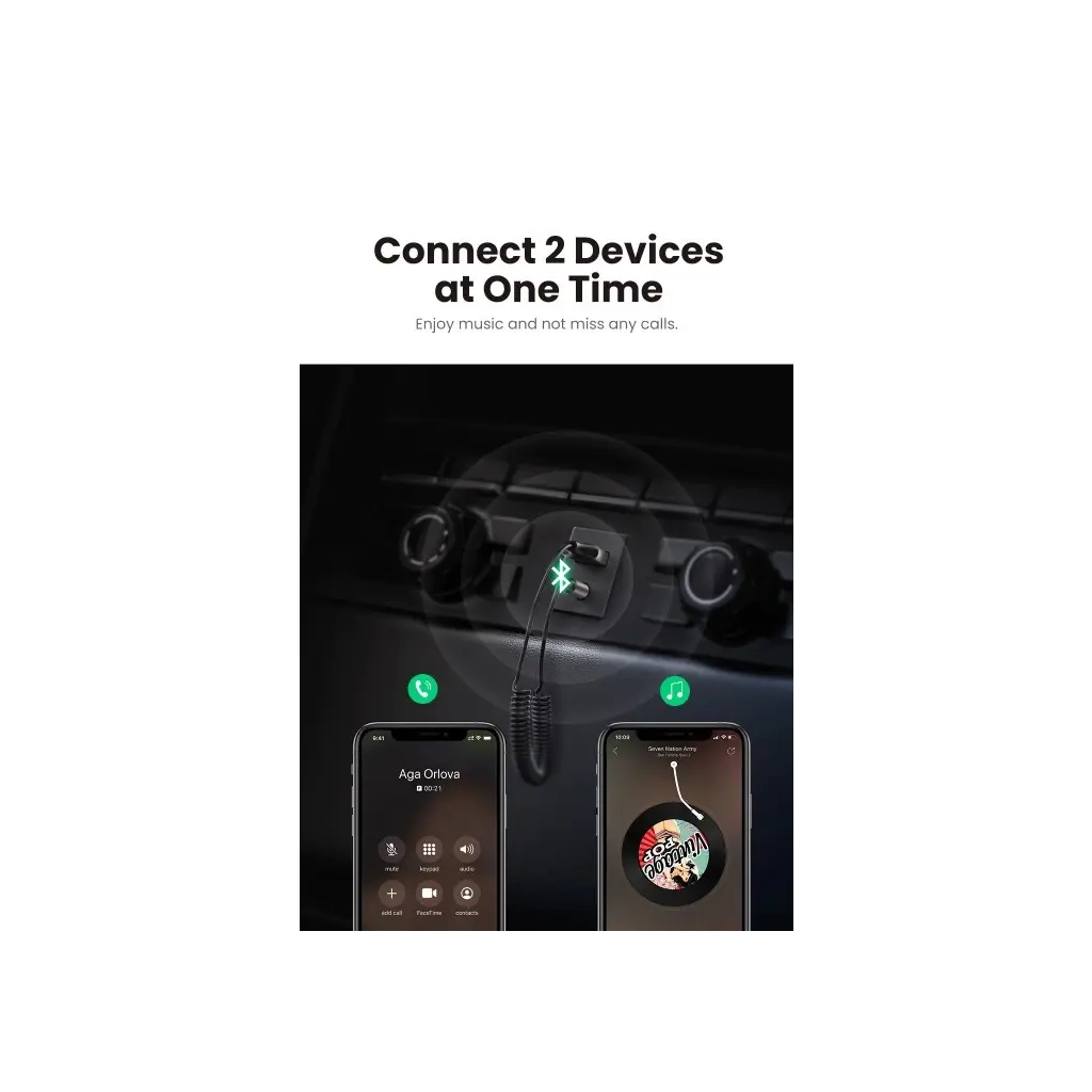 FM модулятор Ugreen Bluetooth 5.0 Aux with mic CM309 UGREEN Black (70601) - зображення 8