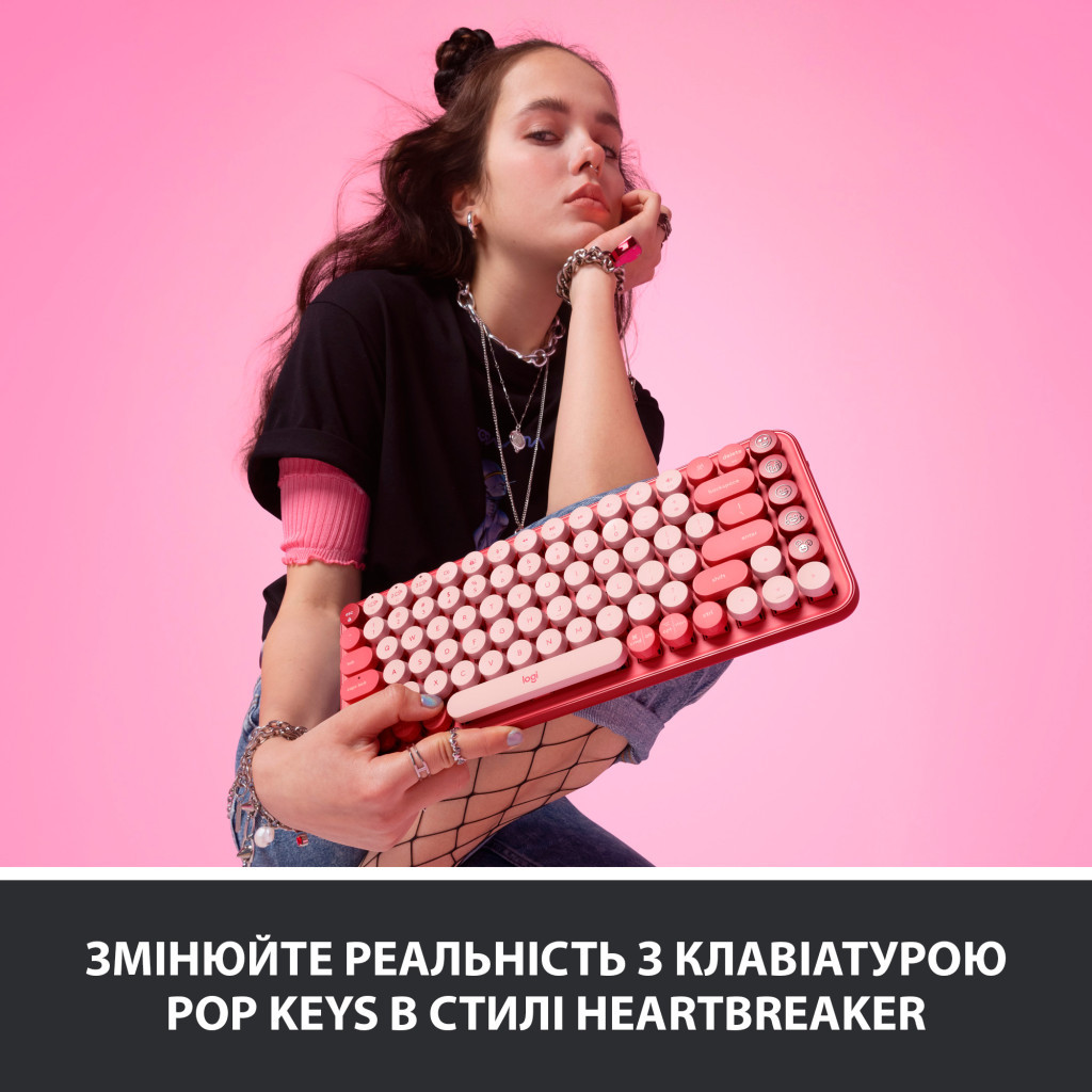 Клавіатура Logitech POP Keys Wireless Mechanical Keyboard Rose (920-010718) - зображення 2