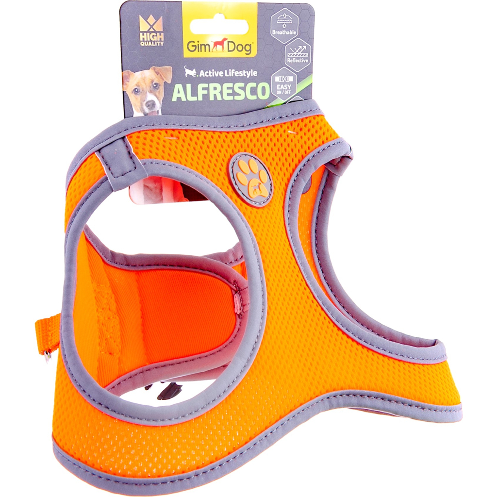 Шлея для собак GimDog Alfresco S неопрен 37-40 см жовтогаряча (8009632059921) - зображення 1