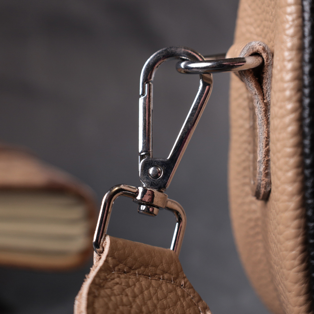 Сумка Vintage Напівкругла крос-боді жіноча з натуральної шкіри Бежева (22392) - зображення 11