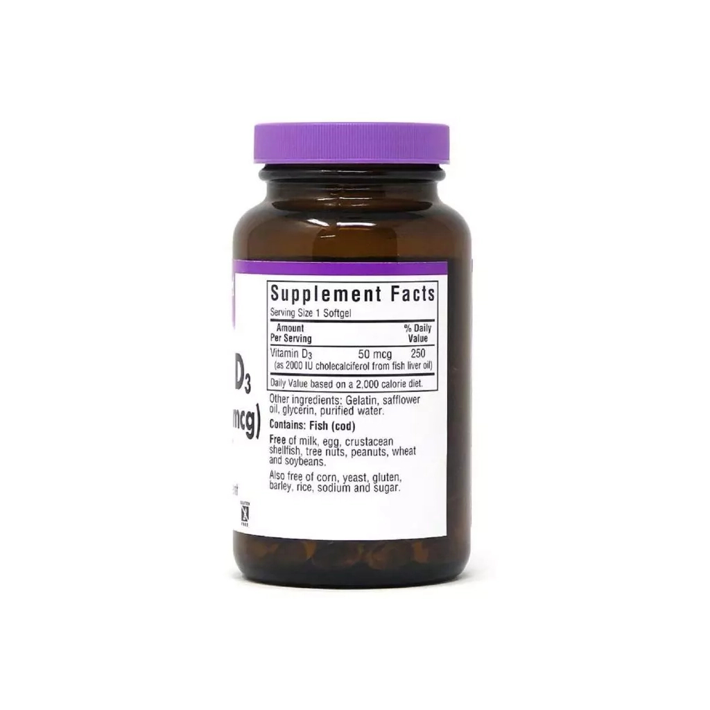 Вітамін Bluebonnet Nutrition Вітамін D3 2000IU, 250 желатинових капсул (BLB0319) - зображення 2