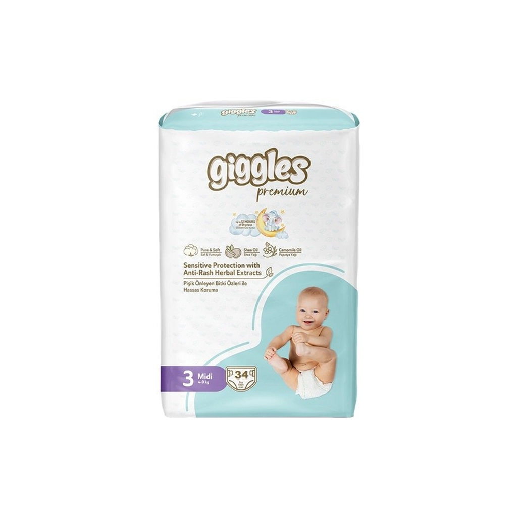 Підгузки Giggles Premium 3 Midi 4-9 кг 34 шт (8680131206896) - зображення 1