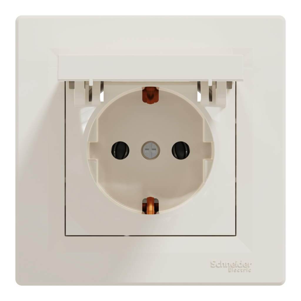 Розетка Schneider Electric ASFORA з кришкою, крем (EPH3100123) - изображение 1