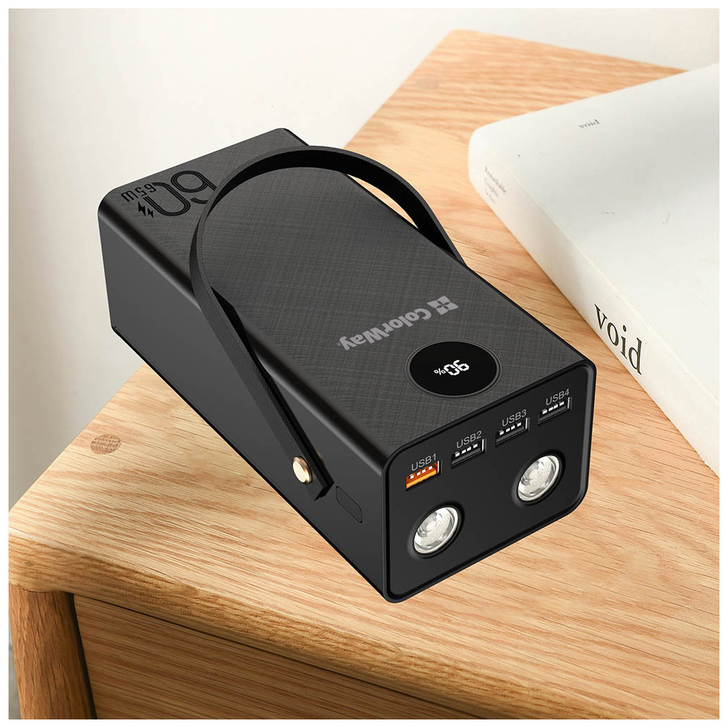 Батарея універсальна ColorWay 60 000 mAh Powerful PD/65W, QC/4.0, AFC, FCP, Black (CW-PB600LPA5BK-PDD) - изображение 8