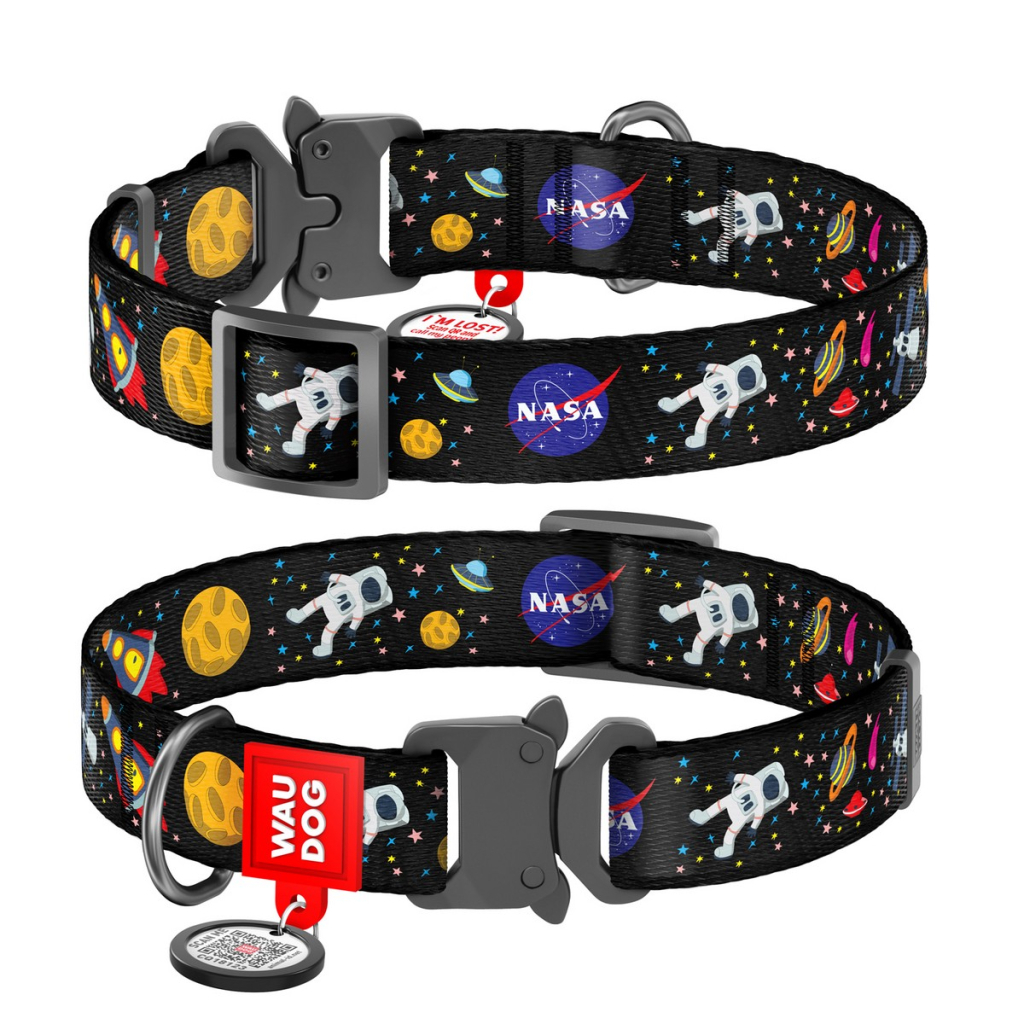 Нашийник для тварин WAUDOG Nylon з QR паспортом NASA металічна пряжка-фастекс XL (5123) - зображення 4