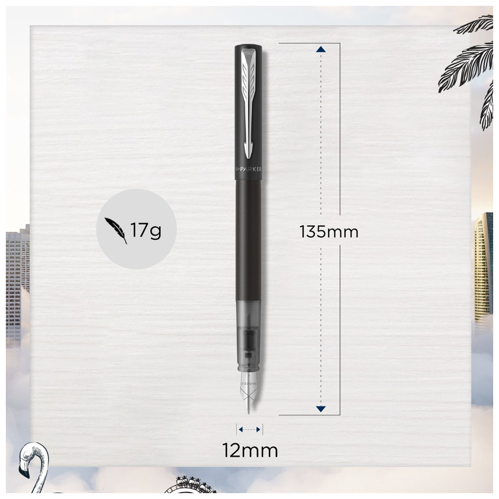 Ручка пір'яна Parker VECTOR 17 XL Metallic Black CT  FP M (06 012) - зображення 5