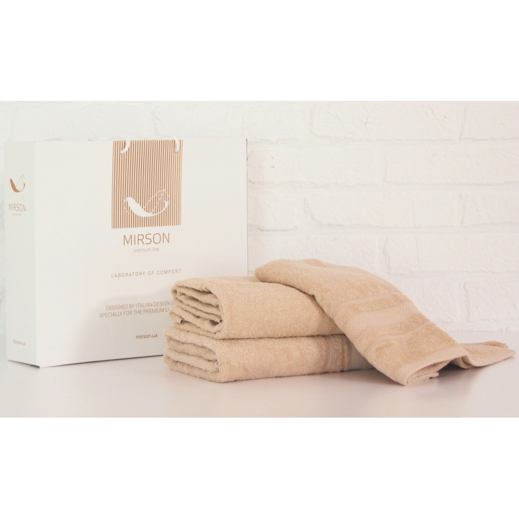 Рушник MirSon набір банних 5084 Elite SoftNess Beige 50х90, 70х140, 100х150 (2200003182903) - зображення 1