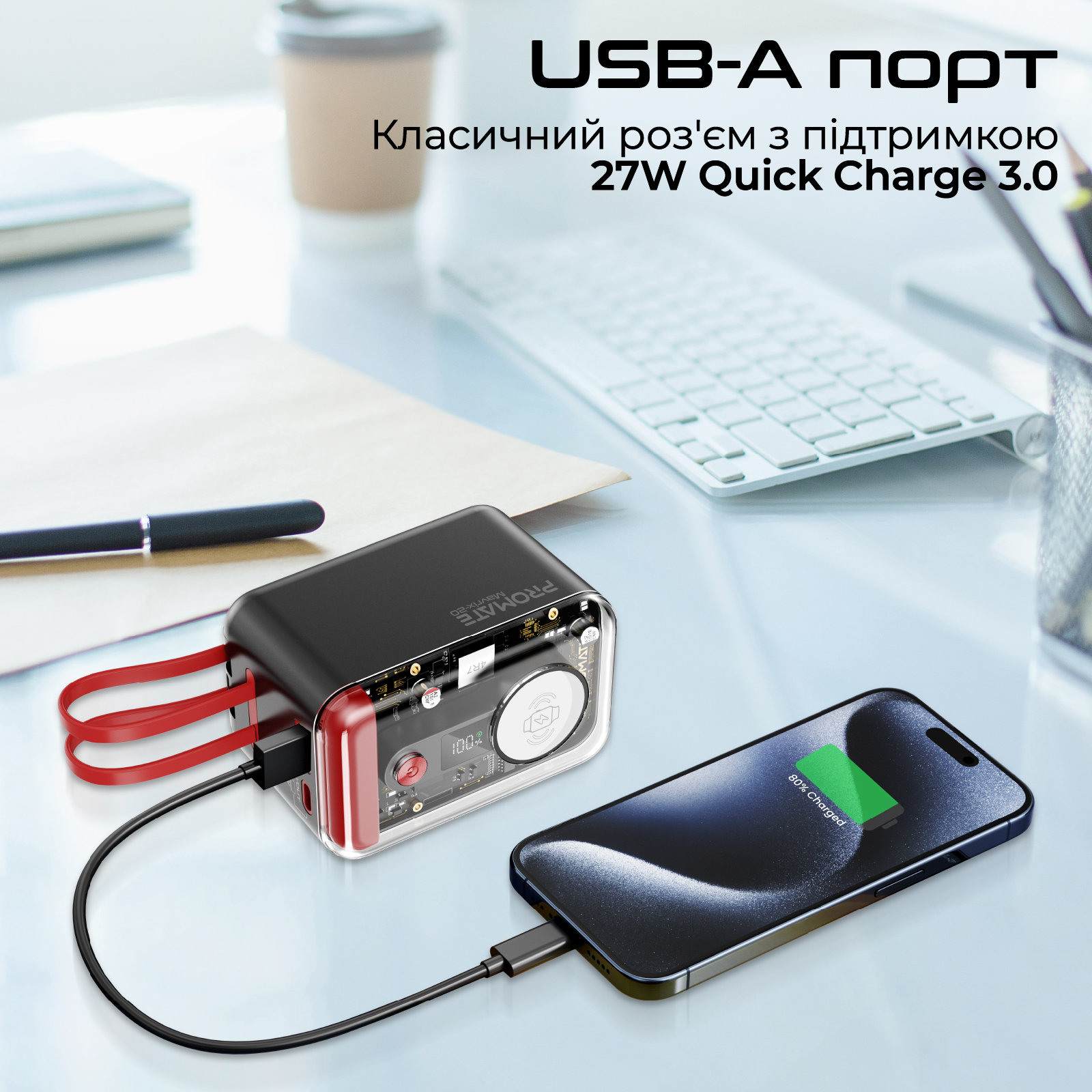 Універсальна мобільна батарея Promate Mavrix-20 20000mAh 65W Black - изображение 6