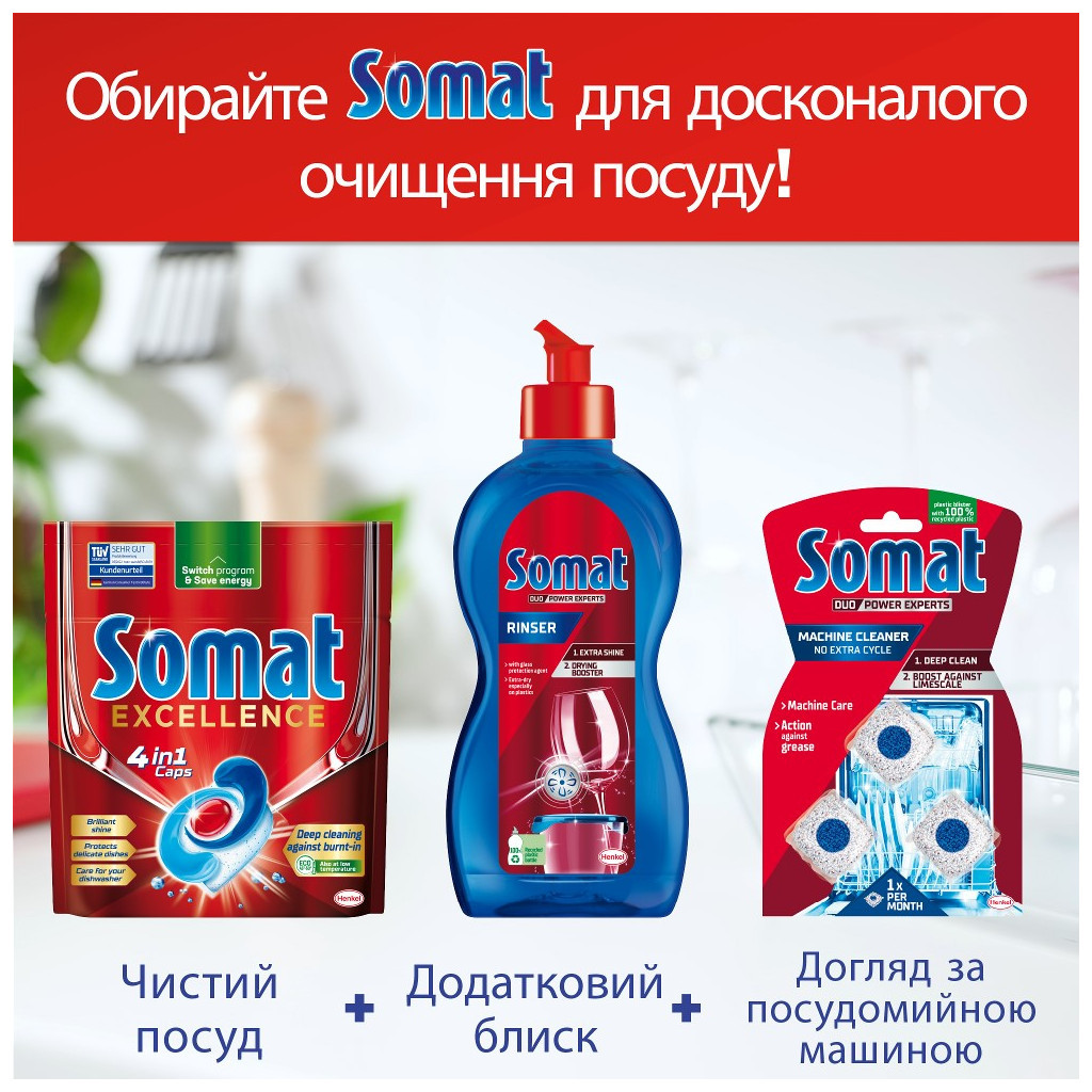 Таблетки для посудомийних машин Somat Excellence 28 шт. (9000101576139) - изображение 8
