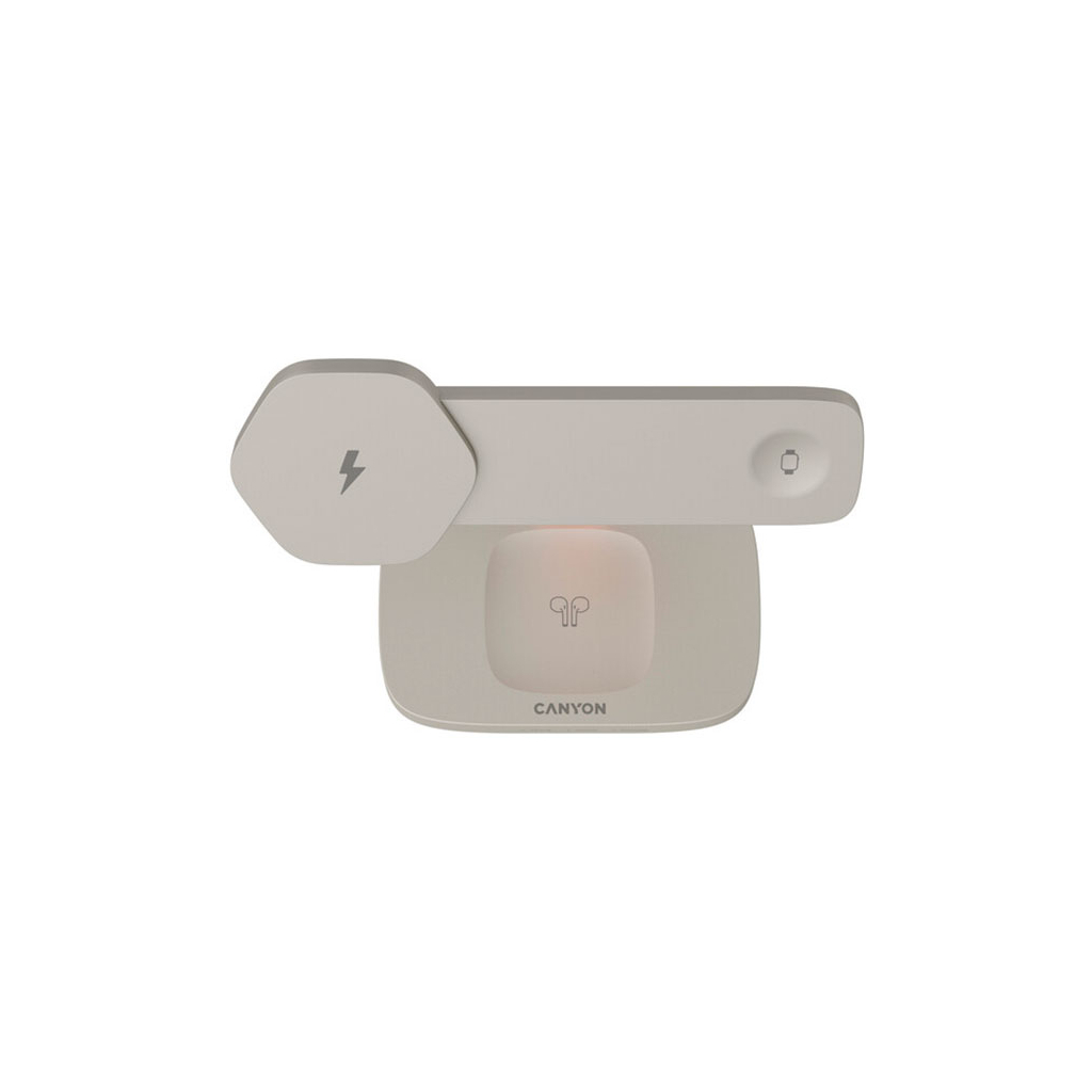 Зарядний пристрій Canyon wireless charger HEXAGON WCS-310 3in1 LightGrey/Orange (CNS-WCS310LGOR) - зображення 3