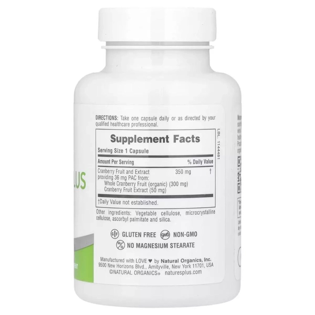 Вітамінно-мінеральний комплекс Natures Plus Журавлина органічна, PRO Cranberry Plus, 60 капсул (NAP-39516) - зображення 2