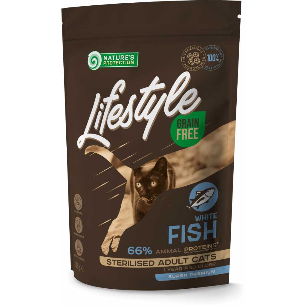 Сухий корм для кішок Nature's Protection Lifestyle Grain Free White Fish Sterilised Adult Cat 400 г (NPLS45801) - зображення 1