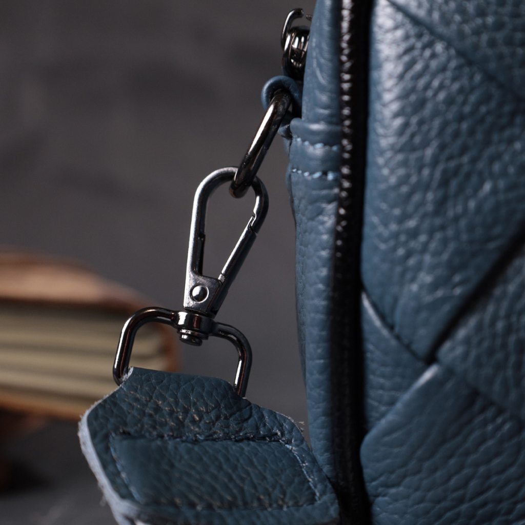 Сумка Vintage Шкіряна з плетінням Синя (22408) - зображення 11