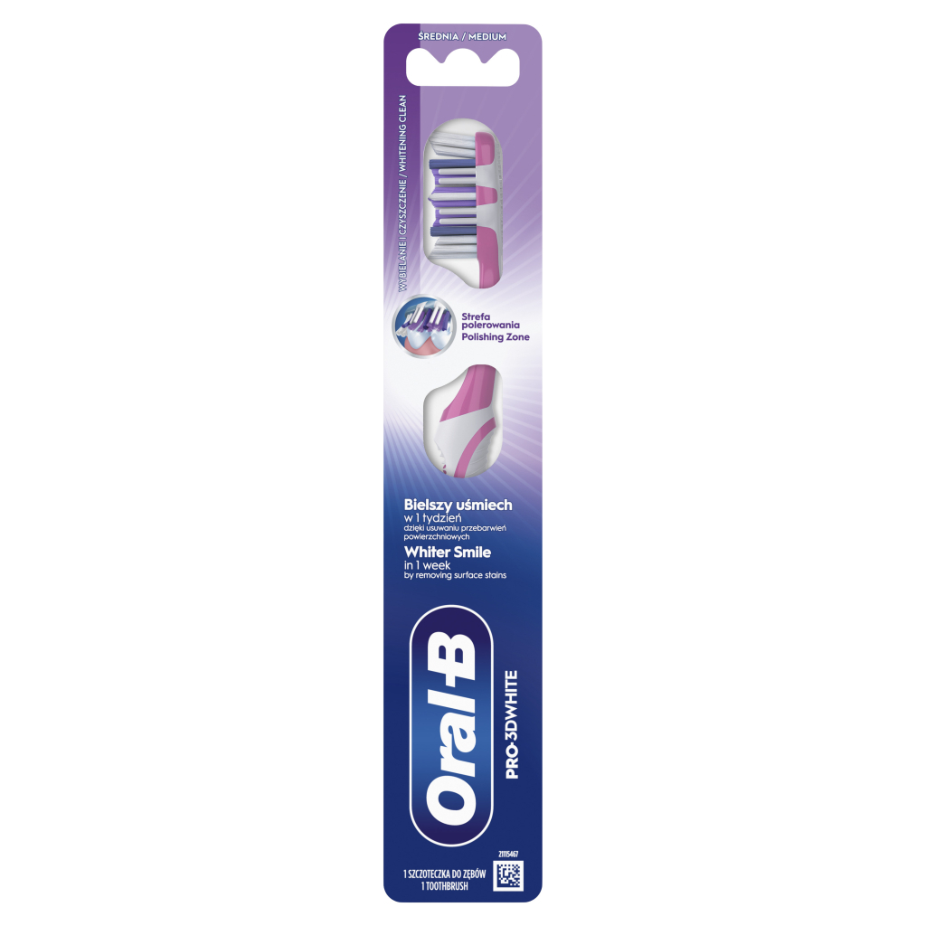 Зубна щітка Oral-B Pro 3D White Відбілювання Середньої жорсткості 1 шт. (8700216459518) - зображення 2