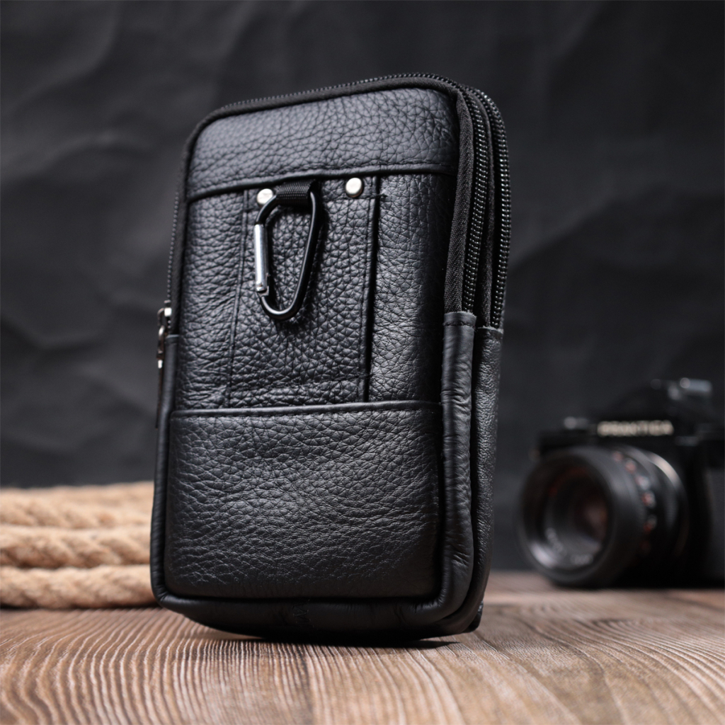 Сумка Vintage На пояс з натуральної шкіри Чорна (22736) - зображення 11