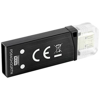 USB флеш накопичувач Goodram 64GB Twin Black USB 3.0 (PD64GH3GRTNKR9) - зображення 2