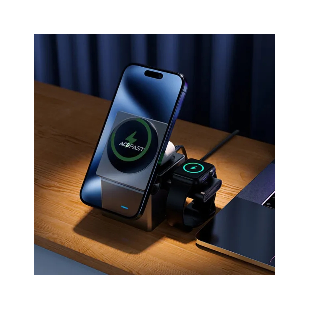 Зарядний пристрій Acefast Wireless QI 3in1 15W E18 Rubik''s (6974316282884) - зображення 7