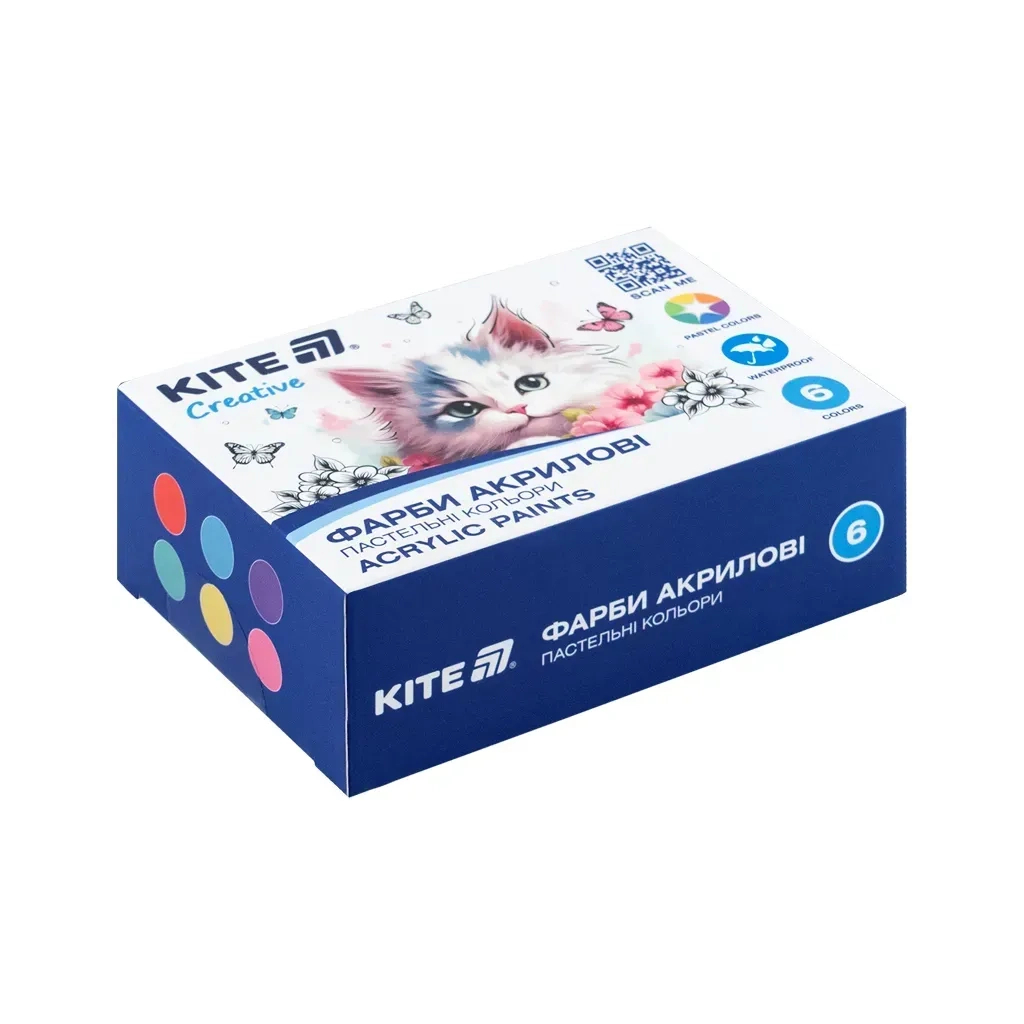Акрилові фарби Kite Creative 6 пастельних кольорів, 20 мл (K-272) - изображение 1